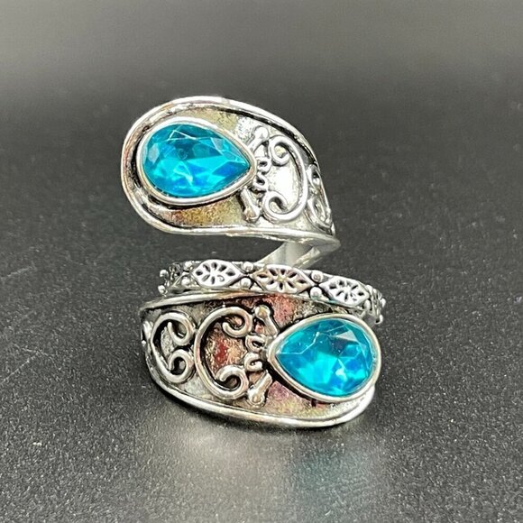 Boho and Bling Faux Gemstone Adjustable Statement Spoon Ring (Red) #1345 - Picture 10 of 16